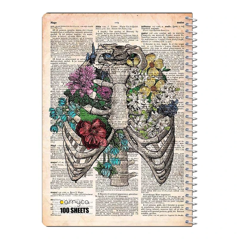 دفتر مشق 100 برگ سیمی کارنیکا طرح روزنامه وینتج قفسه سینه Vintage Newspaper Chest Anatomy کد 57119