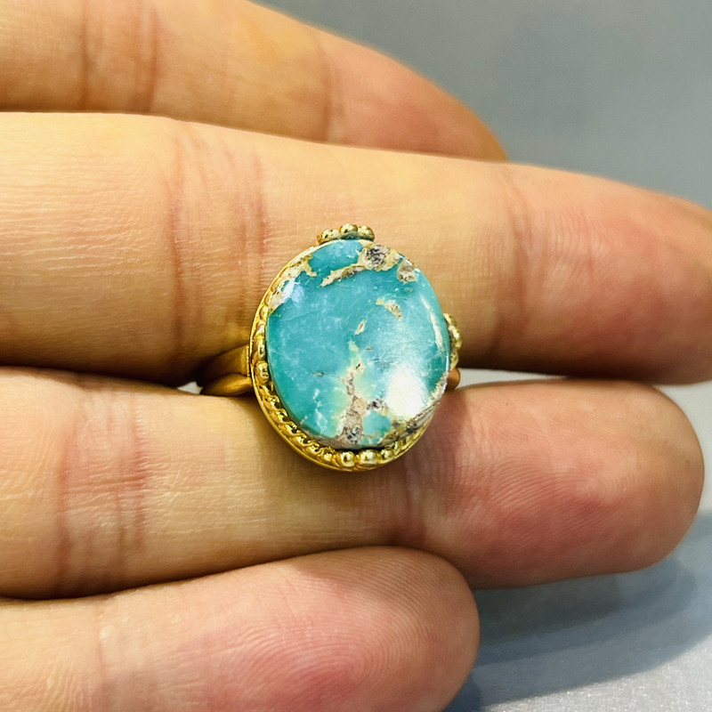 انگشتر نقره زنانه مدل چهار چنگ دستساز مزین به فیروزه نیشابوری 430-41