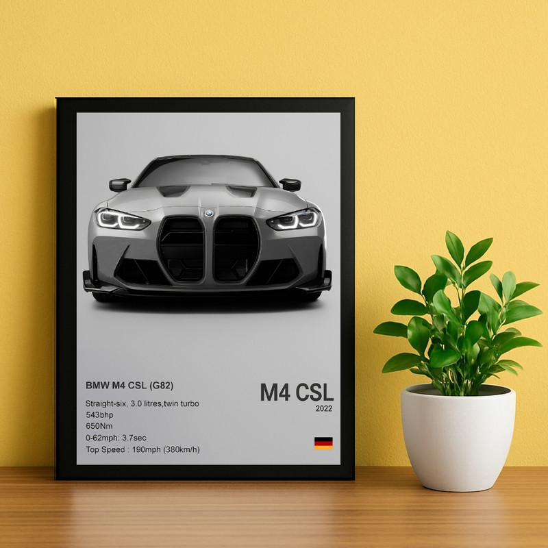 تابلو طرح بی ام و ام4 bmw m4 کد 01 فریم مشکی