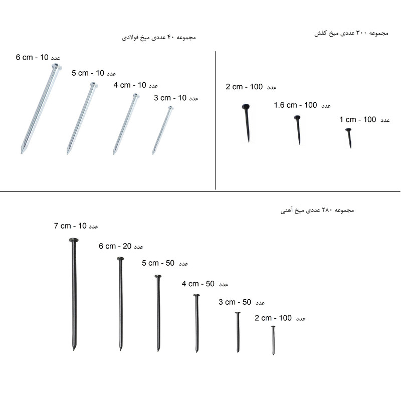 میخ موتسان کالا مدل MTSN-Nail-620 مجموعه 620 عددی