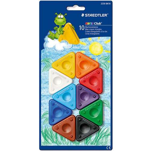مداد شمعی مثلثی 10 رنگ استدلر مدل Noris Club