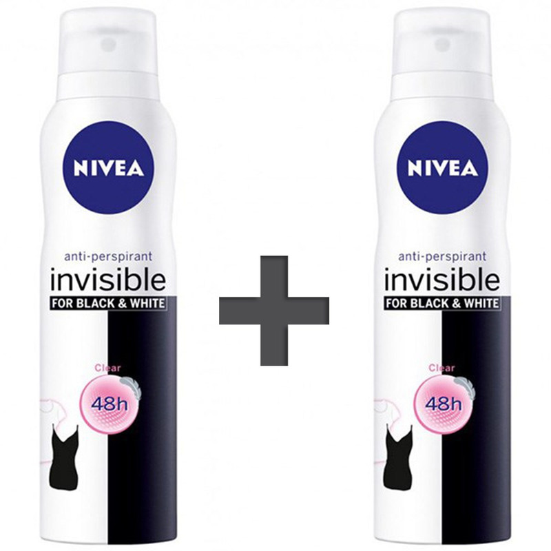 پک اسپری ضد تعریق زنانه نیوآ مدل Invisible Black And White حجم 150 میلی لیتر- بسته 2 عددی