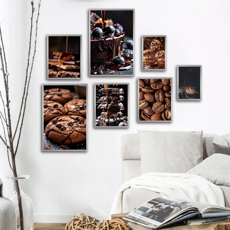 تابلو بکلیت طرح کافه و قهوه و کوکی شکلاتی مدل SI-3036 مجموعه 7 عددی