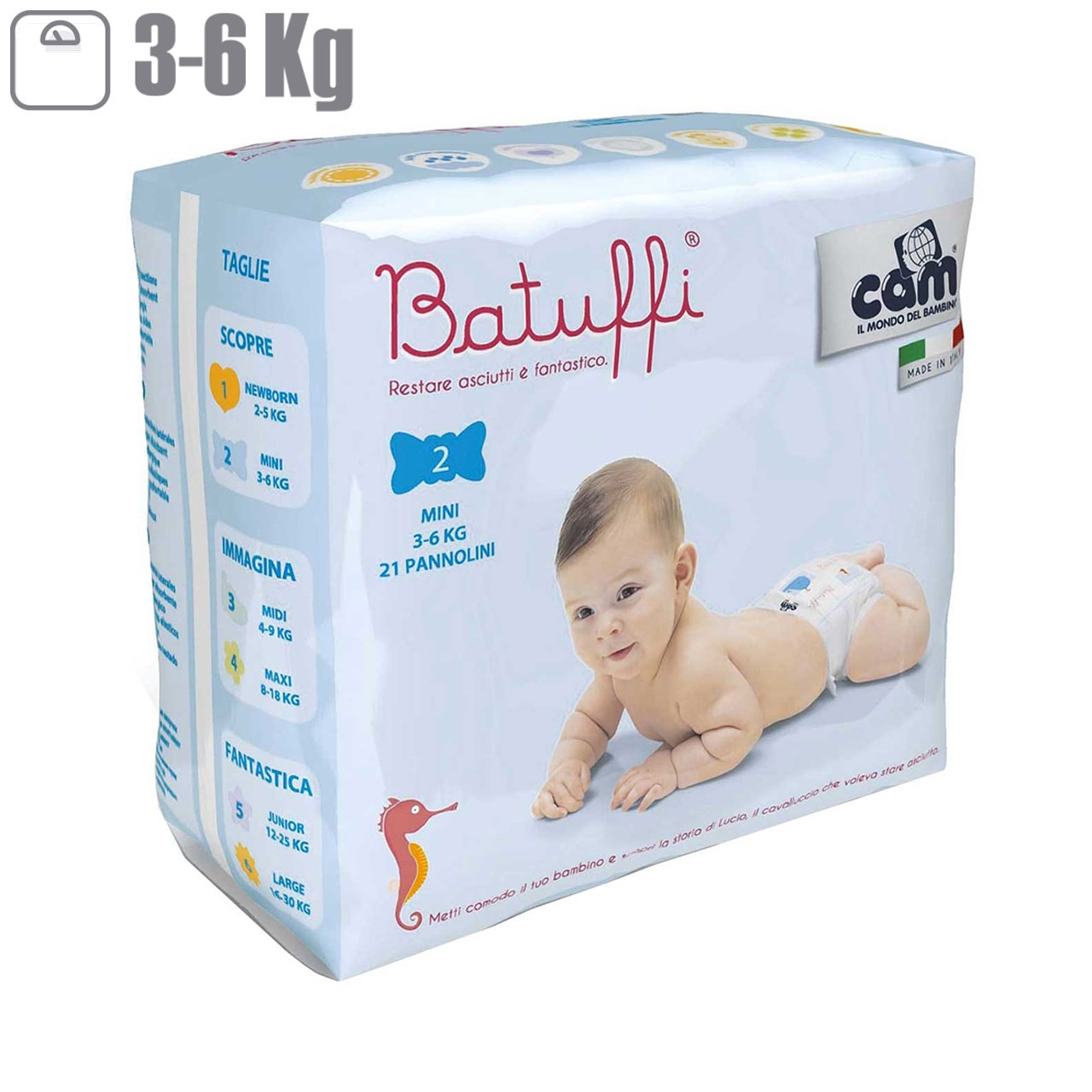 پوشک کم مدل Pannolinobatuffi V425 سایز 2 بسته 21 عددی