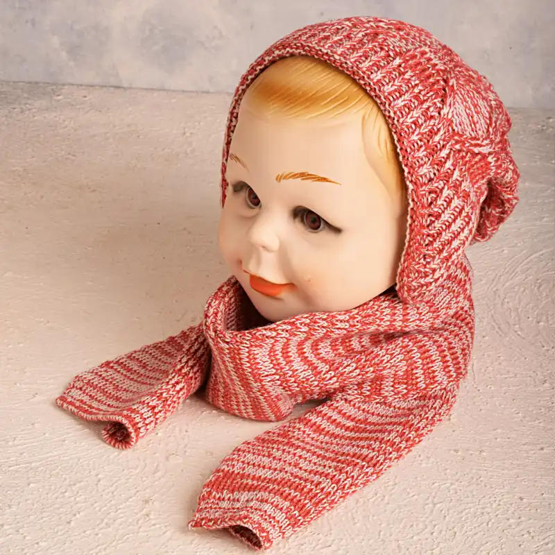 ست کلاه و شال گردن بافتنی بچگانه مدل S-006