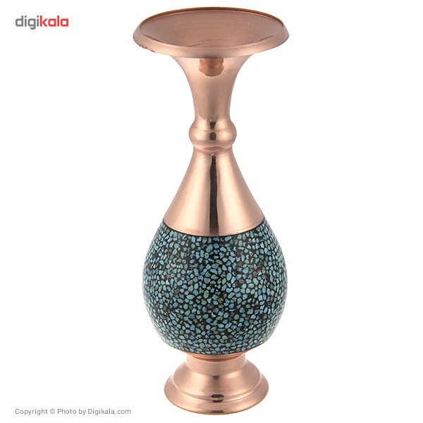 صراحی فیروزه کوب کارگاه رستا ارتفاع 16 سانتی متر