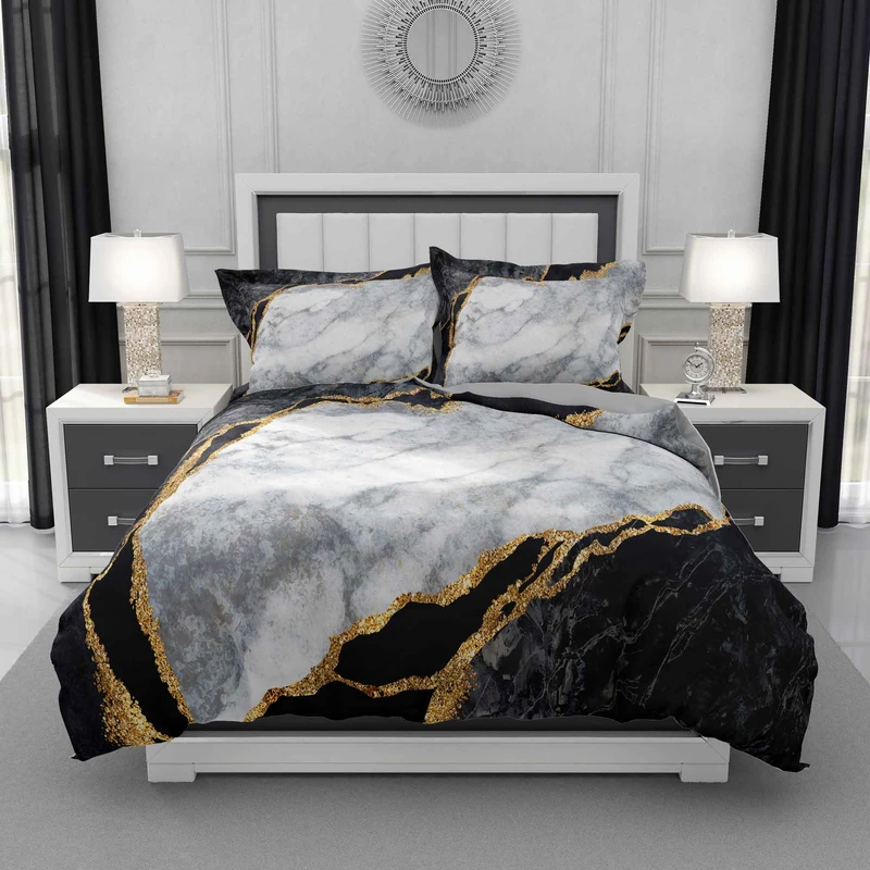 سرویس روتختی مدل ماربل مرمری پتینه DF27 دو نفره 6 تکه