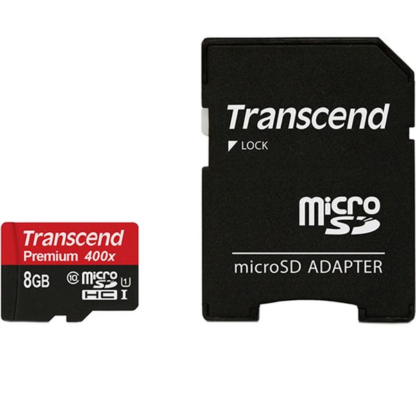 کارت حافظه microSDHC ترنسند مدل Premium کلاس 10 استاندارد UHS-I U1 سرعت 60MBps 400X همراه با آداپتور SD ظرفیت 8 گیگابایت کارت حافظه microSDHC ترنسند مدل Premium کلاس 10 استاندارد UHS-I U1 سرعت 60MBps 400X همراه با آداپتور SD ظرفیت 8 گیگابایت
