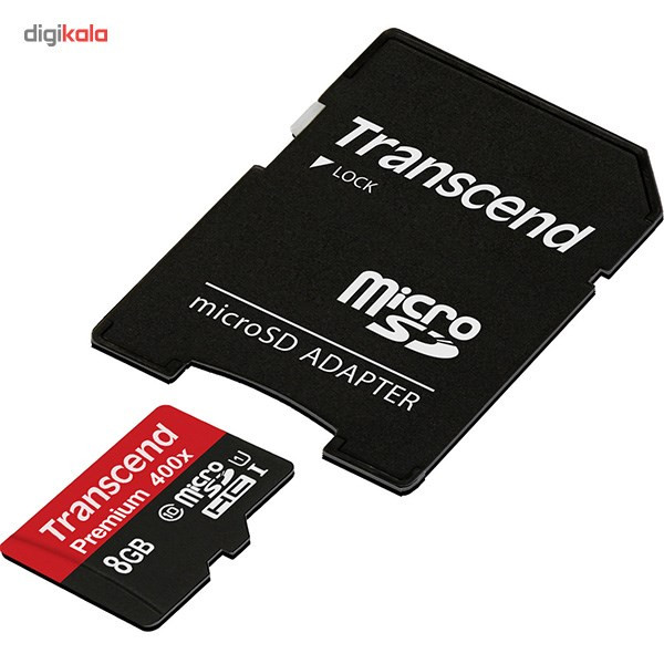 کارت حافظه microSDHC ترنسند مدل Premium کلاس 10 استاندارد UHS-I U1 سرعت 60MBps 400X همراه با آداپتور SD ظرفیت 8 گیگابایت