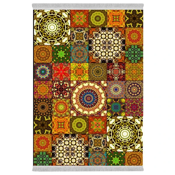 فرش پارچه‌ای دفه مدل فرشینه هازان مخمل طرح فانتزی کد 3357