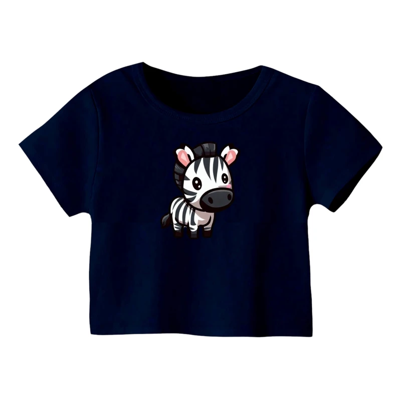 کراپ‌ تی‌شرت آستین کوتاه زنانه مدل گورخر کد ۸