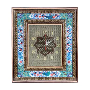 ساعت دیواری خاتم کاری مدل نقاشی گل و مرغ کد 3024