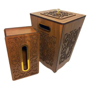 ست سطل و جای دستمال کاغذی مدل گلدار