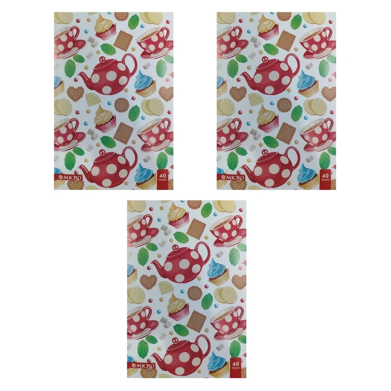 دفتر مشق 40 برگ میکرو طرح فنجون کد 007 بسته 3 عددی