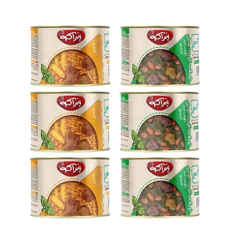 کنسرو قیمه سیب زمینی و قورمه سبزی پتراکو - 500 گرم مجموعه 6 عددی