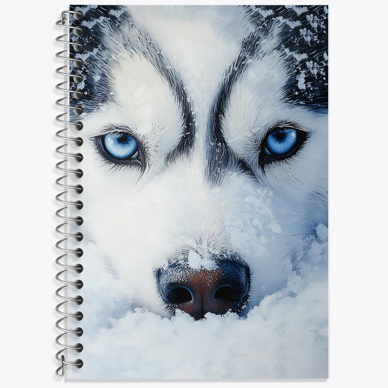 دفتر زبان 50 برگ خندالو مدل دو خط طرح سگ هاسکی کد F5314