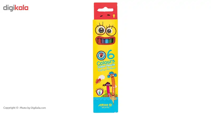مداد رنگی 6 رنگ آریا مدل 3011