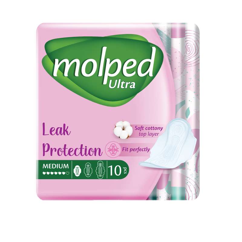 نوار بهداشتی مولپد مدل اولترا سایز متوسط بسته 10 عددی