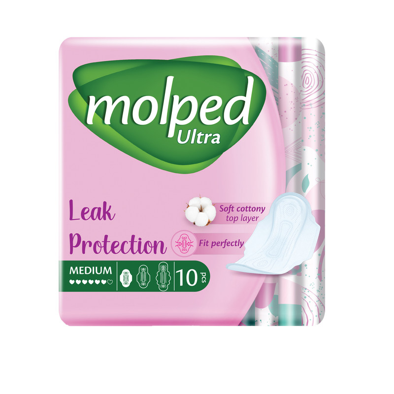 نوار بهداشتی مولپد مدل اولترا سایز متوسط بسته 10 عددی