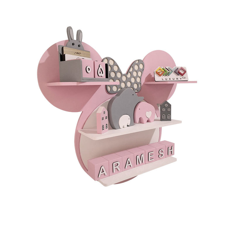شلف دیواری اتاق کودک طرح میکی موس مدل MKids51-Pink