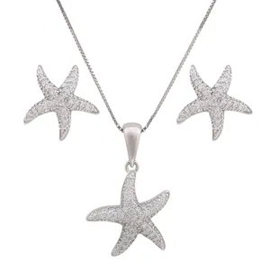 نیم ست نقره زنانه مدل ستاره دریایی کد M3105