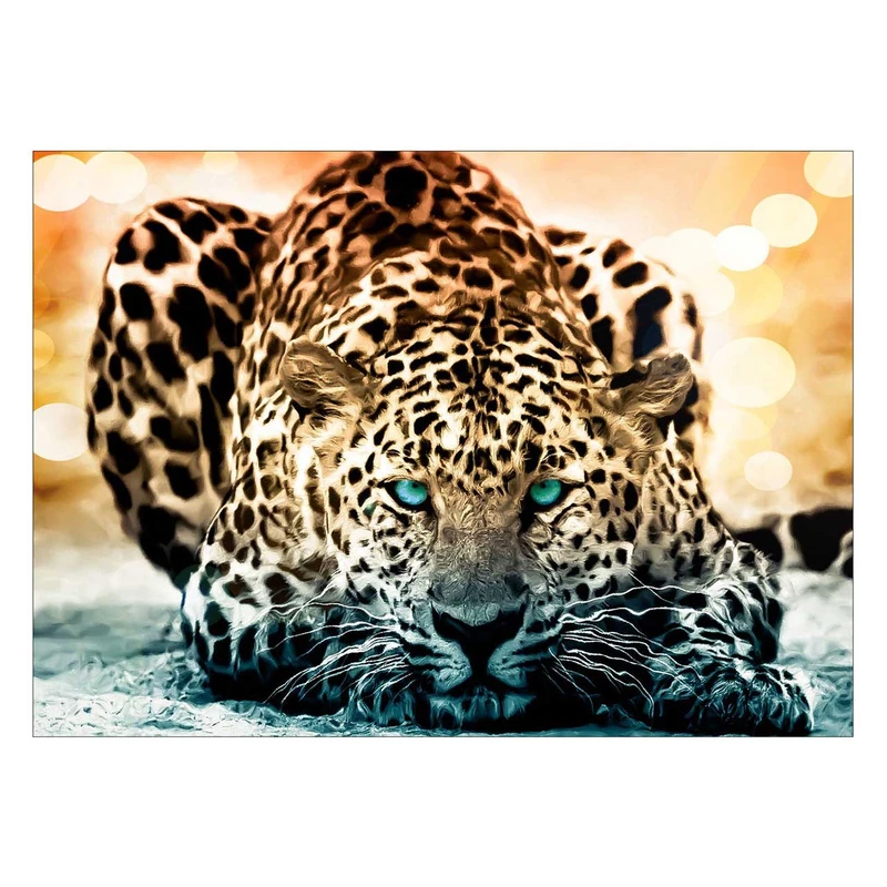 تابلو شاسی ونسونی طرح Green Eye Tiger سایز 30 × 40 سانتی متر