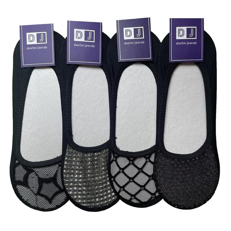 جوراب کالج زنانه دکتر جوراب مدل مجلسی توری بسته 4 عددی