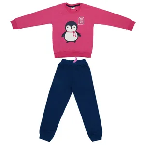 ست تی شرت آستین بلند و شلوار دخترانه مدل پنگوئن