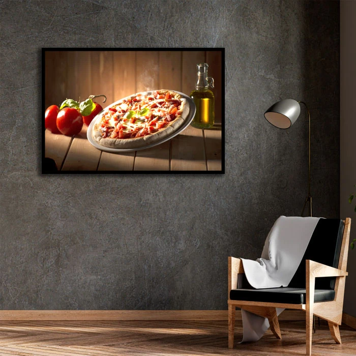 تابلو بکلیت طرح پیتزا مدل B-D2399 فریم مشکی