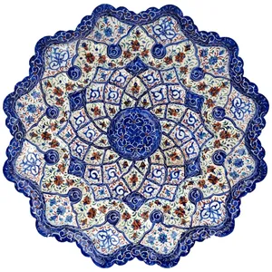 بشقاب مسی میناکاری شده اثر سلطانی طرح 4 قطر 20 سانتی متر