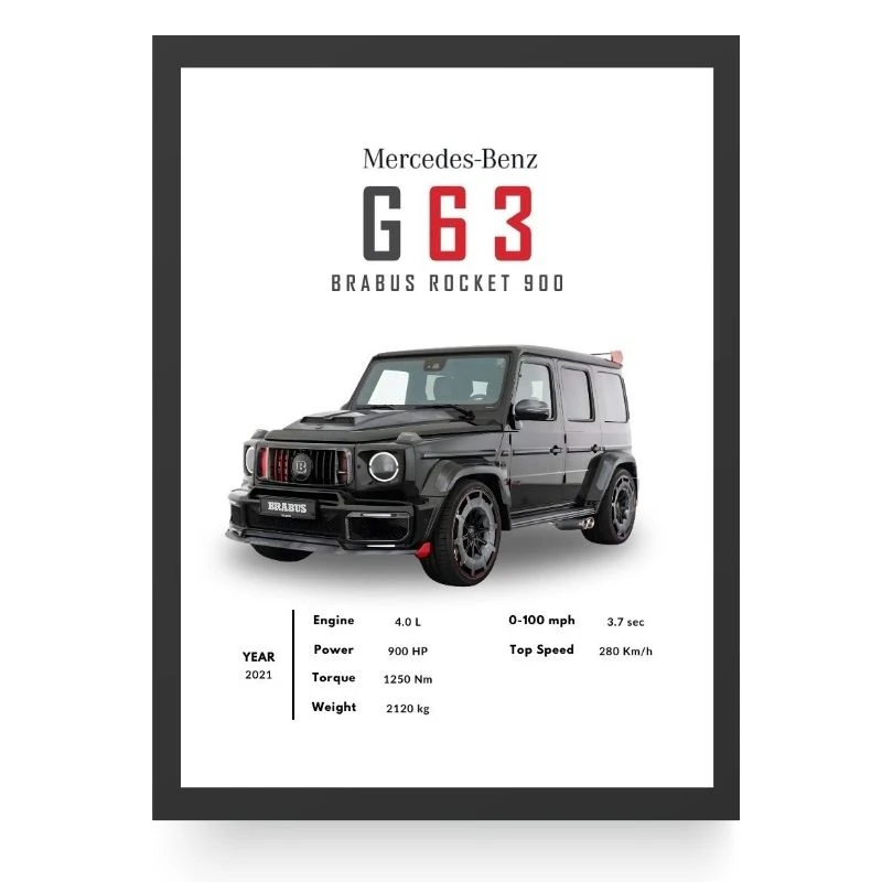 تابلو طرح ماشین بنز G63 Berabus مدل دکوراتیو فریم مشکی