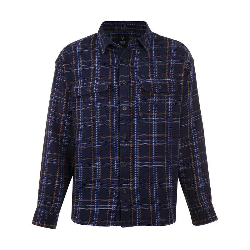 پیراهن آستین بلند مردانه هفت مدل 75465 رنگ سرمه ای