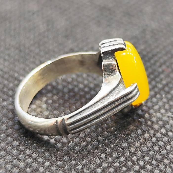 انگشتر نقره مردانه مدل سنگ عقیق شرف الشمس کد 193