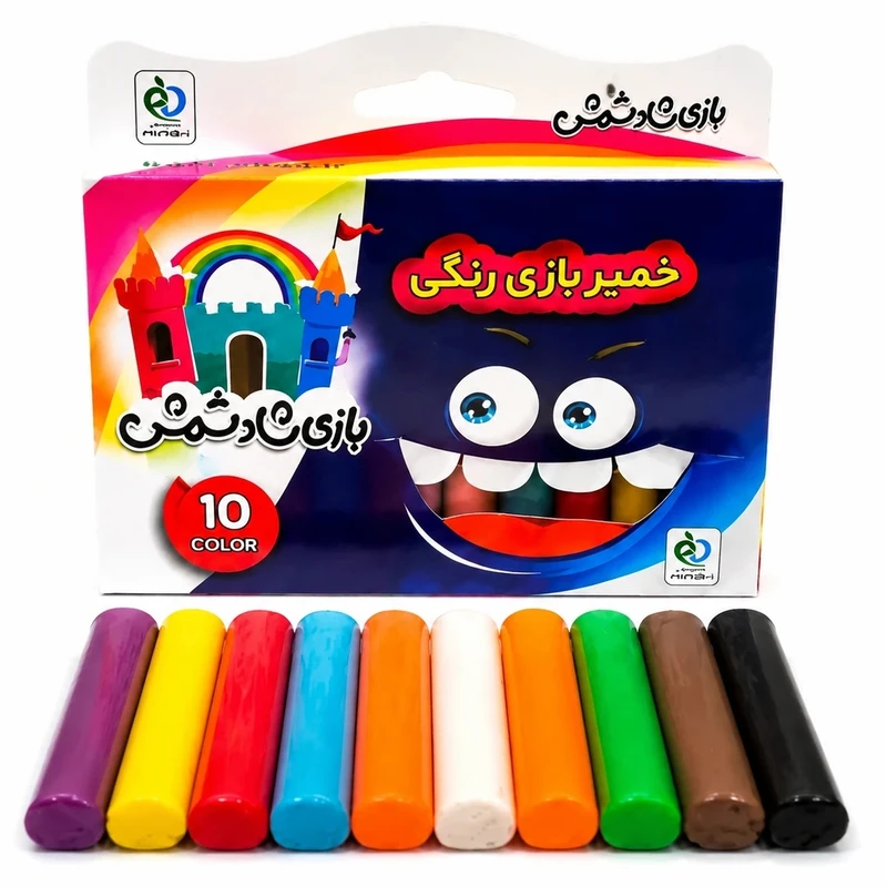 خمیر بازی بازی شاد شمش مدل مقوایی 10 رنگ