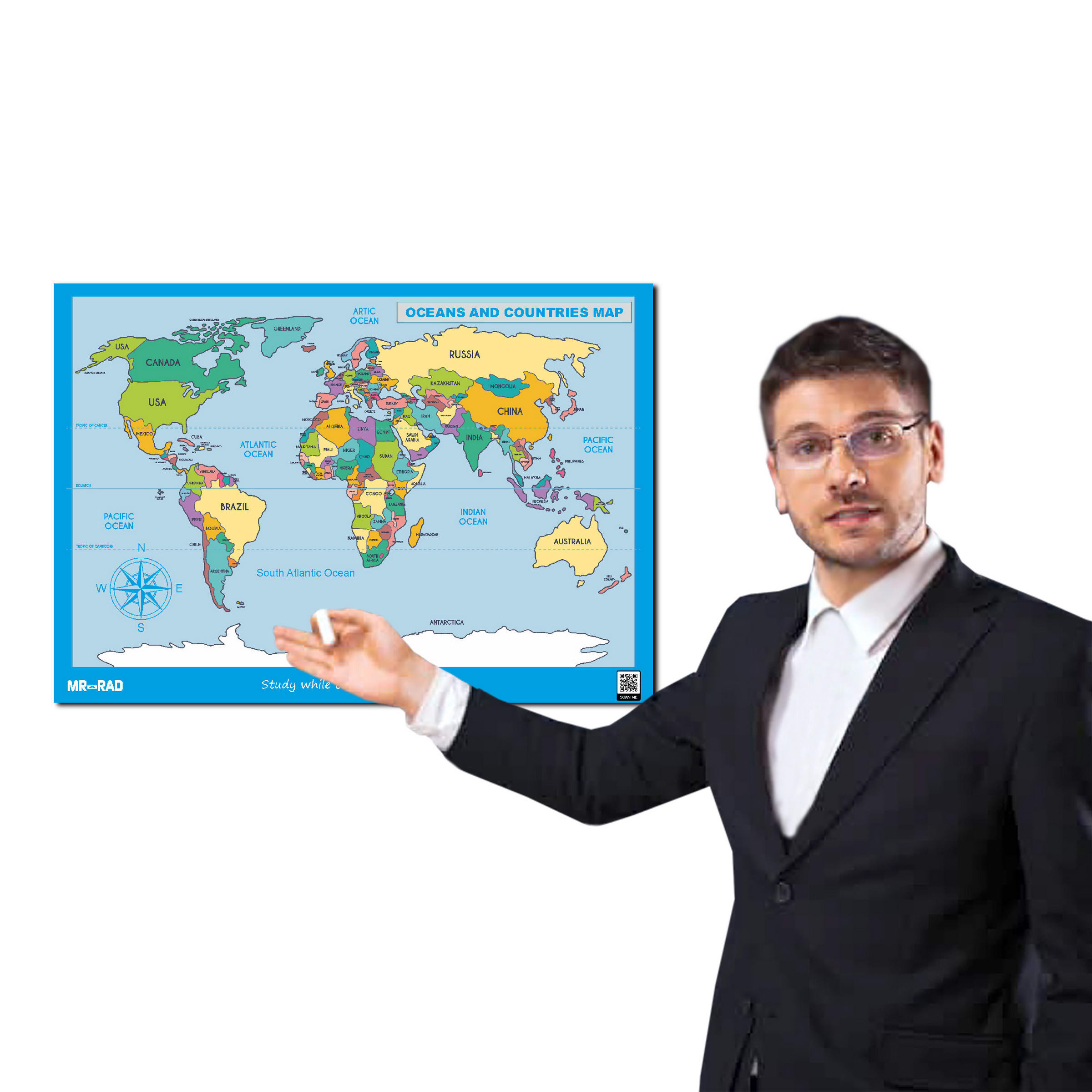 پوستر آموزشی مستر راد طرح اقیانوس ها و کشورها مدل M9060