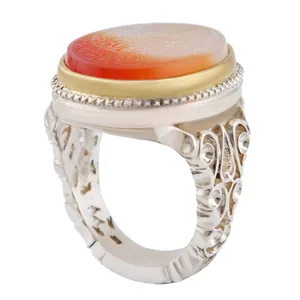 انگشتر نقره مردانه بازرگانی میلادی مدل رکاب دست ساز استاد کاوه خطاطی سوره کوثر کد AM_2765