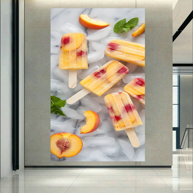 تابلو بوم طرح مخمل مدل بستنی میوه ای هلویی کد AR30666