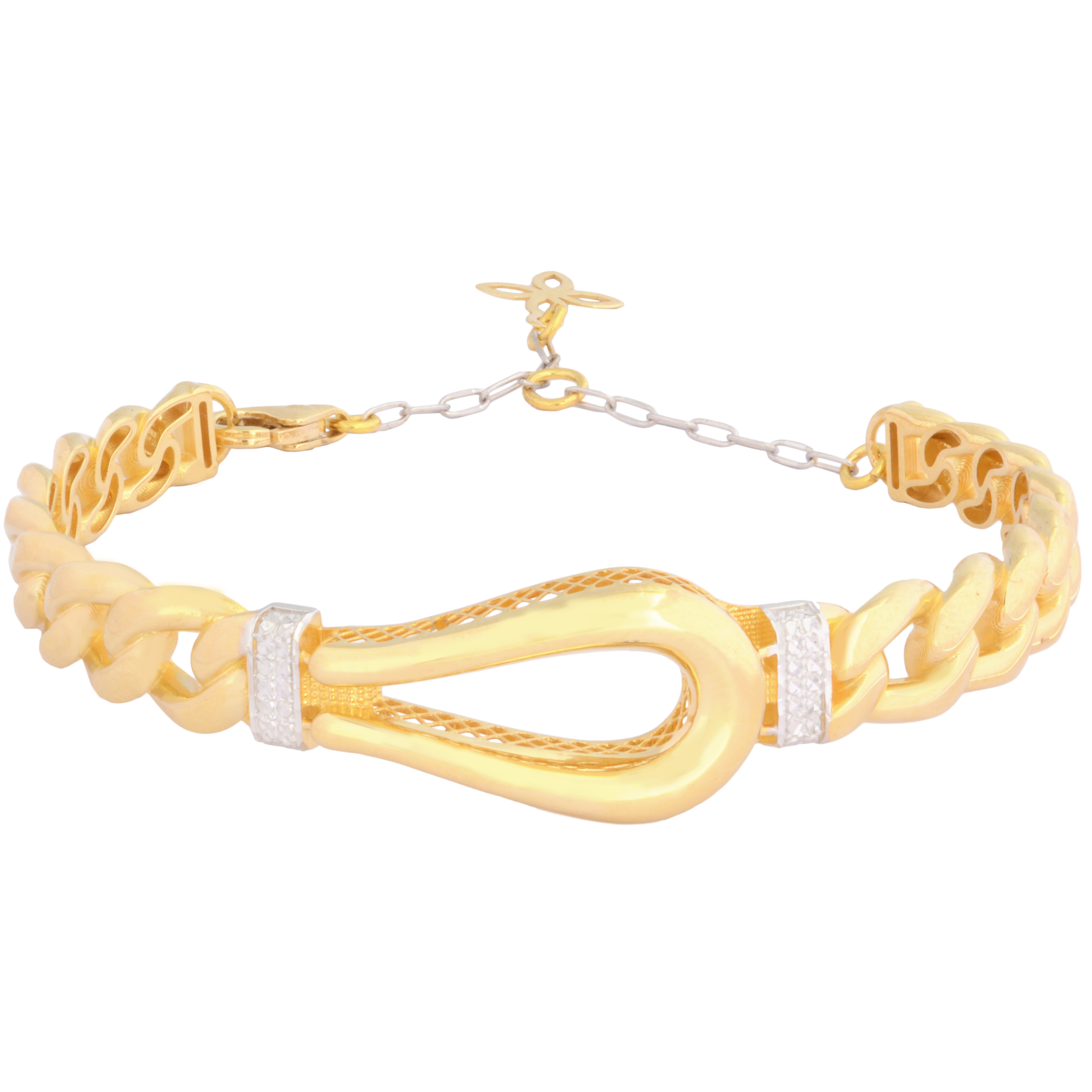 دستبند النگویی طلا 18 عیار زنانه طلای مستجابی مدل امگا آوا کد C2