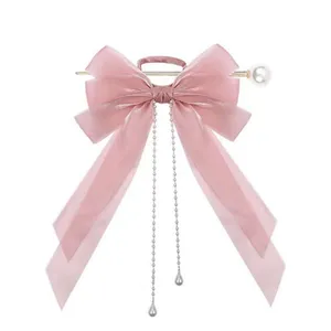 گیره مو زنانه مدل کانزاشی پاپیون روبانی آویزدار