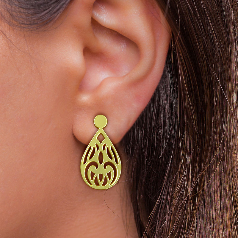 گوشواره طلا 18 عیار زنانه مدوپد مدل هندسی کد GA1-11763