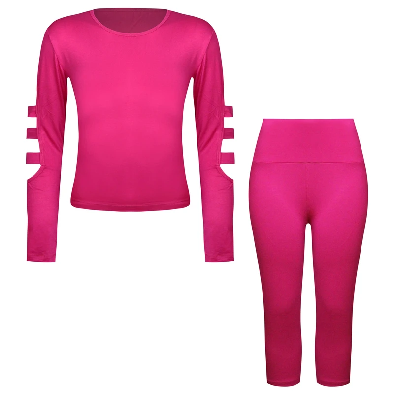 ست تی شرت آستین بلند و شلوارک ورزشی زنانه مدل ریلی کد 5226-696p