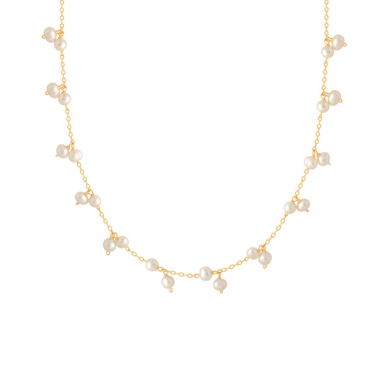 گردنبند طلا 18 عیار زنانه پرسته مدل بیست و چهار مروارید