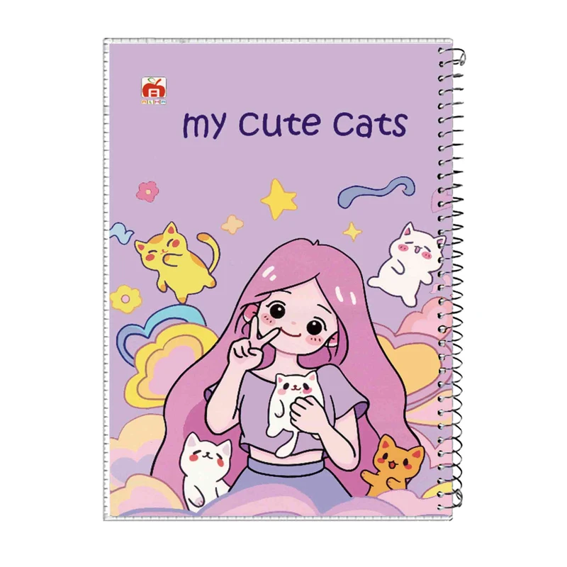 دفتر مشق 40 برگ آلما طرح CUTE CATS مدل طلقی کد 7417