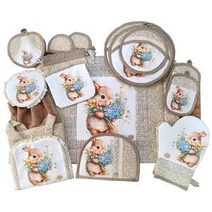 سرویس پارچه ای آشپزخانه 15 پارچه مدل خرگوش