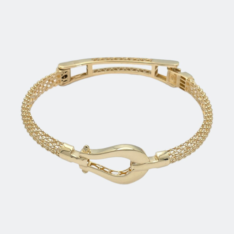 دستبند النگویی طلا کم اجرت 18 عیار زنانه طلا و شمش برلیان مدل جسیکا نعل اسبی