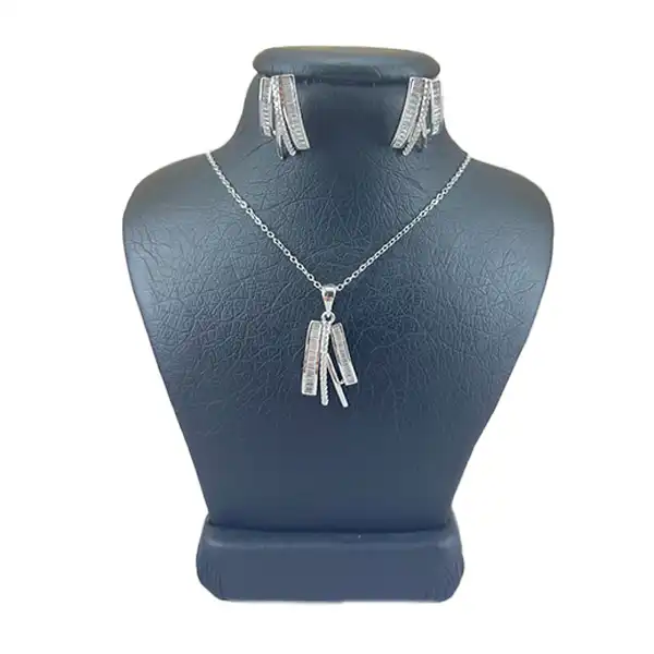 نیم ست نقره زنانه مدل تمام سنگ کد 654120