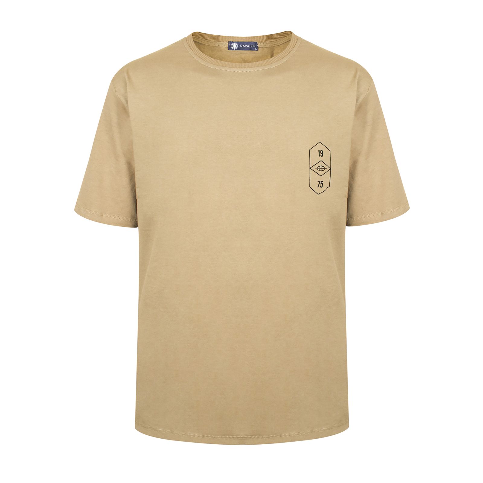 تی شرت آستین کوتاه مردانه ناوالس مدل T رنگ نسکافه ای -  - 1