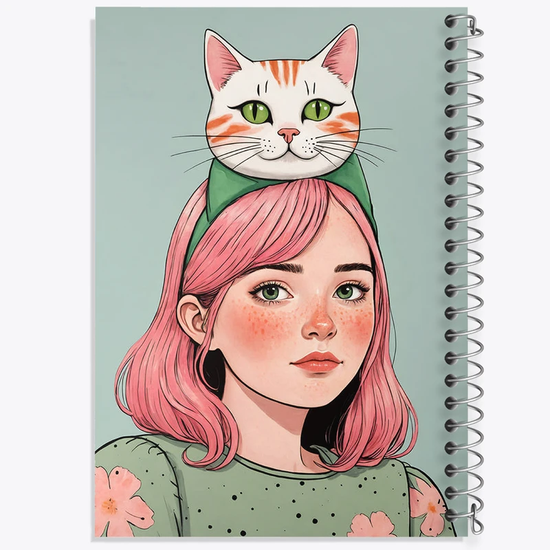 دفتر لیست خرید 50 برگ خندالو طرح دختر و گربه کد N1659