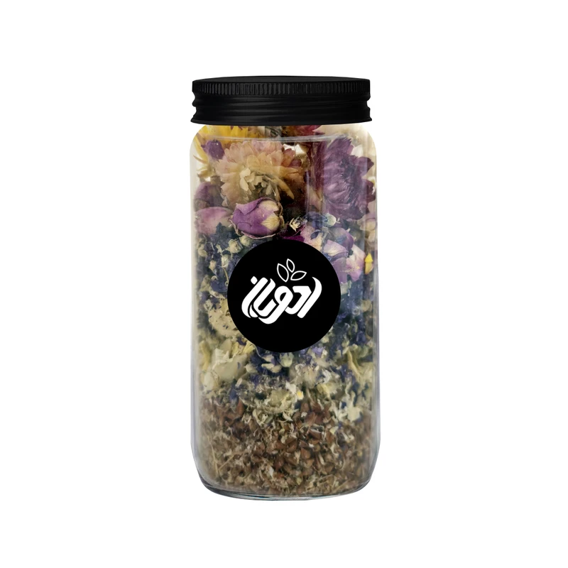 دمنوش آرامش گل راعی، گل ختمی، پنیرک، گل محمدی، گل مینا ممتاز ادویان - 100 گرم