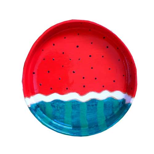 بشقاب سفالی طرح هندوانه یلدایی  مدل Y1120